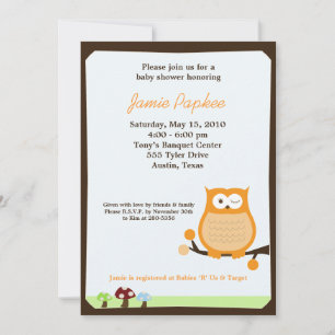 Pop Owl Nature 12x18 Baby Dusche Einladung