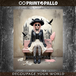 Pop Pink Lady of Ravens Seidenpapier