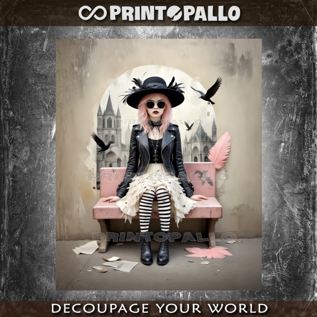 Pop Pink Lady of Ravens Seidenpapier (Von Creator hochgeladen)