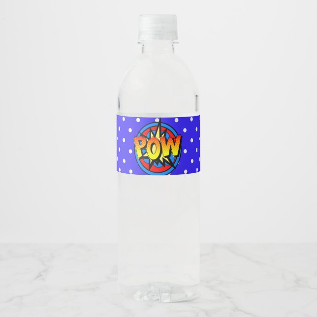 Pop Pop Art Superpower Wasser Flasche Etikett (Vorderseite)