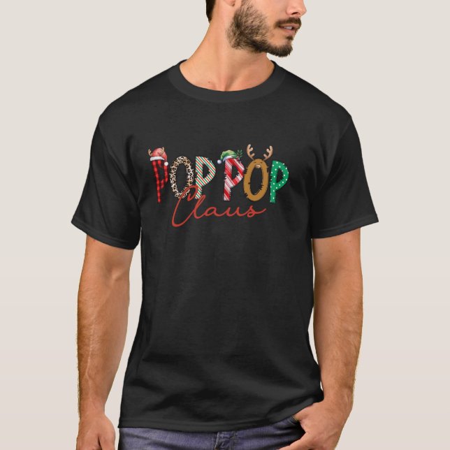 Pop Pop Coquette Bow Pop Pop Claus Weihnachtsbaum T-Shirt (Vorderseite)