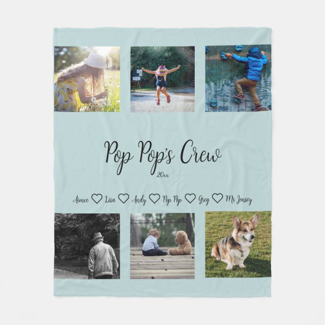 Pop Pop Crew Custom 6 Foto Grill Fleece Blanket (Vorderseite)