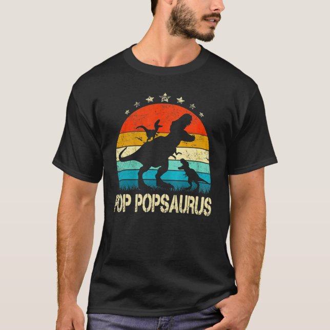 Pop Pop Dinosaur Pop Popsaurus 2 Zwei Kinder Chris T-Shirt (Vorderseite)