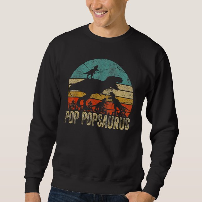 Pop Pop Dinosaur Pop Popsaurus 3 Zwei Kinder Chris Sweatshirt (Vorderseite)