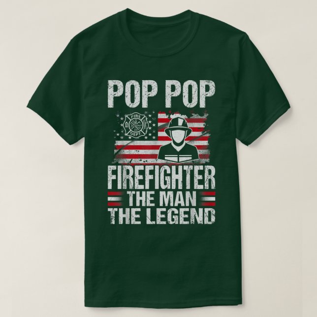 Pop Pop Firefighter The Man The Legend Retro USA F T-Shirt (Design vorne)