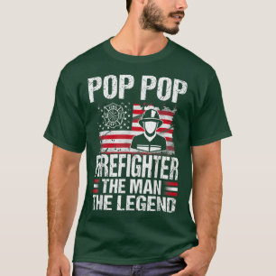 Pop Pop Firefighter The Man The Legend Retro USA F T-Shirt
