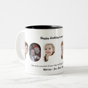 Pop Pop Individuelle Fotocollage Personalisierter Zweifarbige Tasse