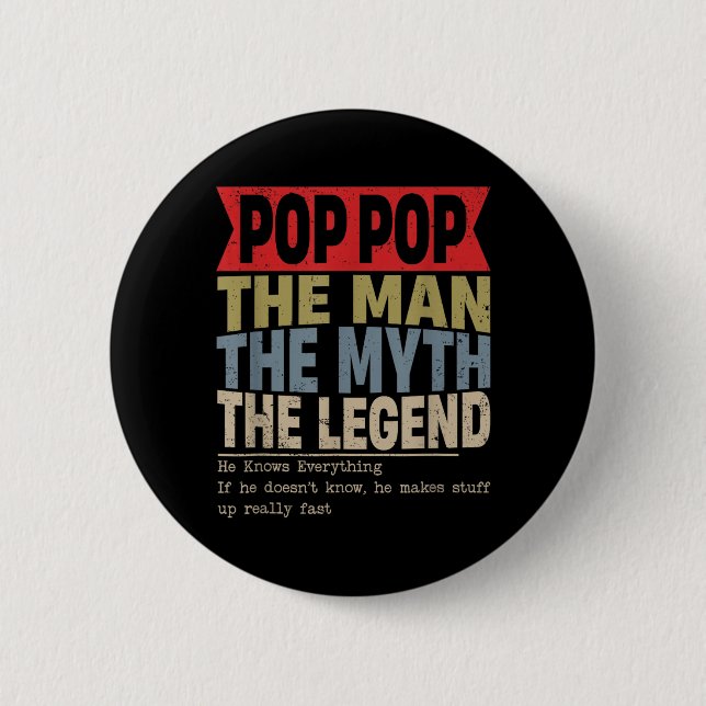Pop Pop Retro Vatertag Button (Vorderseite)
