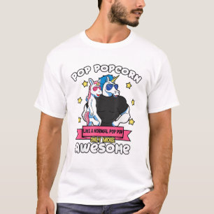 Pop Popcorn 1 Kind Vatertag Pop Pop Einhorn Gra T-Shirt