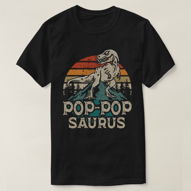 Pop-Popsaurus Dinosaurier Grandpa Saurus Fathers D T-Shirt (Design vorne)