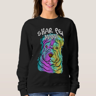 Pop Portrait Shar Pei Dog Mama Mama Mother Sweatshirt