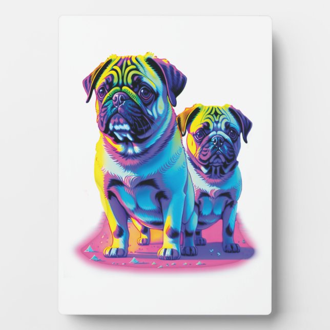 Pop Pugs in Pink  Fotoplatte (Vorderseite)