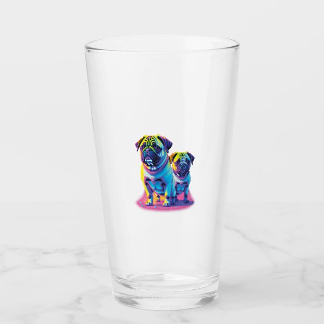 Pop Pugs in Pink  Glas (Vorderseite)