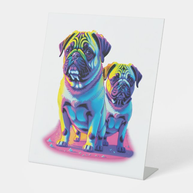 Pop Pugs in Pink  Sockelschild (Vorderseite)