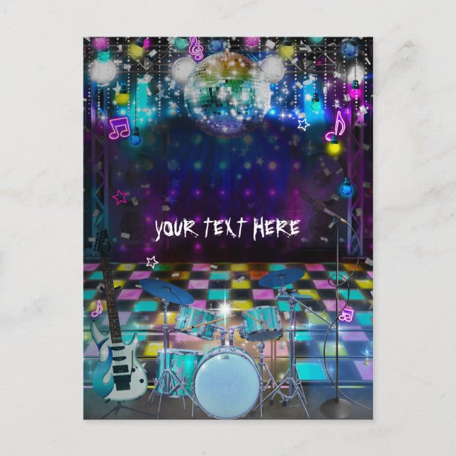 Pop Rock Star Birthday Dance Party Vielen Dank Postkarte (Vorderseite)