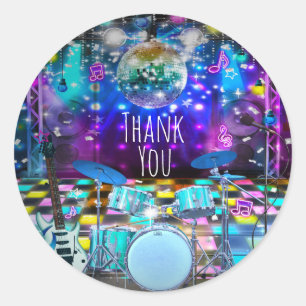 POP Rock STAR DANCE PARTY Geburtstag Musikalische  Runder Aufkleber