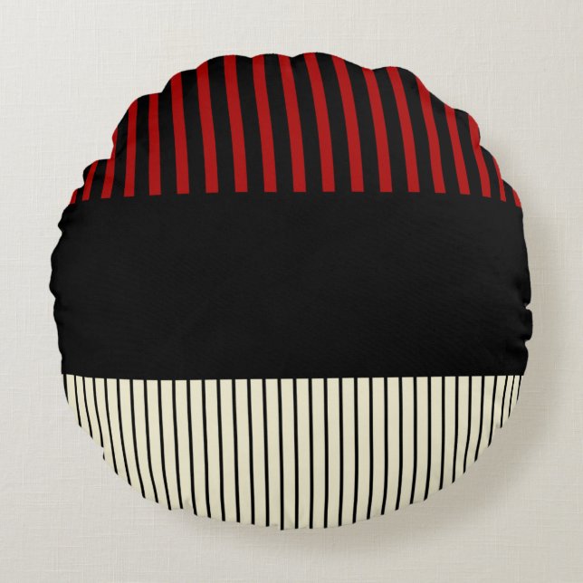 Pop - Rot und Creme Rundes Kissen (Vorderseite)