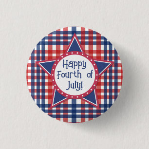 Pop Rot, Weiß und Blauer Kuchen Button