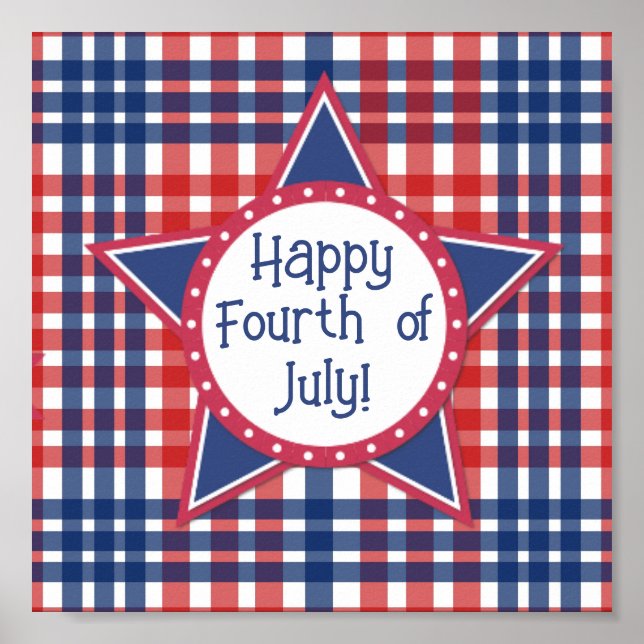 Pop Rot, Weiß und Blauer Kuchen Poster (Vorne)