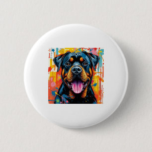 Pop Rottweiler Art � Vibrannte Splash Style Button