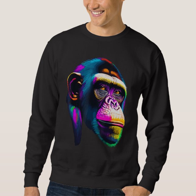 Pop Schimpanse Schimpanse Tier Affe Gesicht Affe A Sweatshirt (Vorderseite)