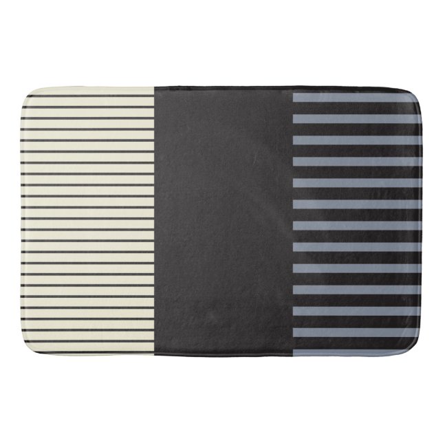 Pop - Schwarz, Grau und Creme Badematte (Vorderseite)