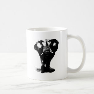 Pop Schwarz-Weiß Elefant Art Kaffeetasse