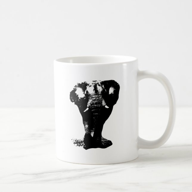 Pop Schwarz-Weiß Elefant Art Kaffeetasse (Rechts)