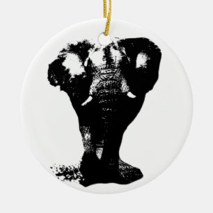 Pop Schwarz-Weiß Elefant Art Keramik Ornament