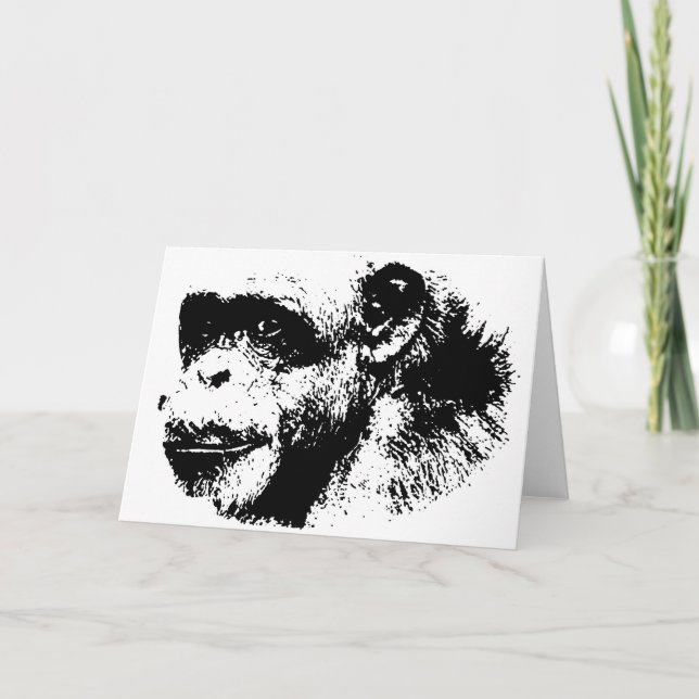 Pop Schwarz-Weiß-Schimpansen Kunst, Dichtung und M Karte (Vorderseite)