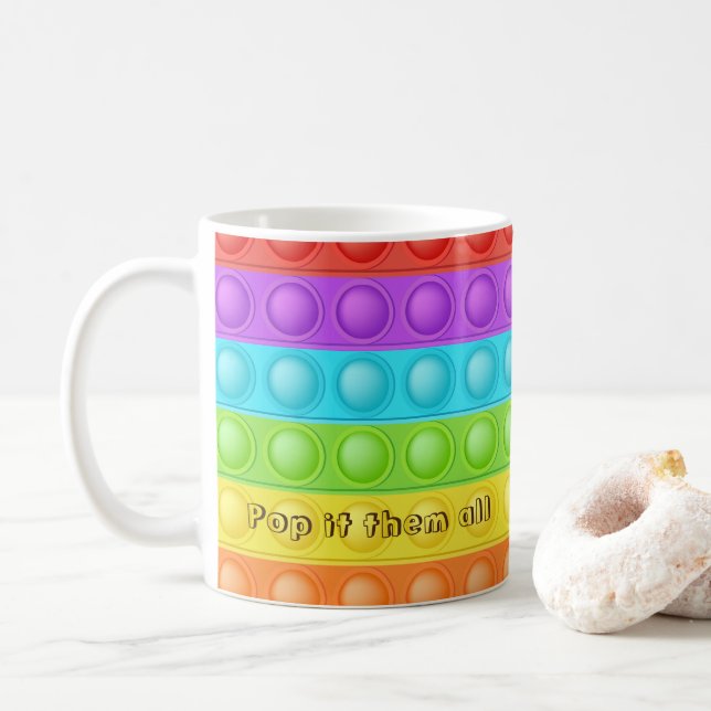 Pop sie alle mit TEXT und NAME farbig Kaffeetasse (Mit Donut)