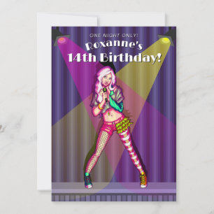 Pop Singer Bühne Teen Girl 14. Geburtstag Einladung
