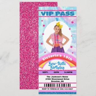 Pop Star Bow Foto VIP Pass Ticket Geburtstag Einladung