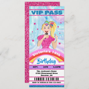 Pop Star Singer VIP pass tickets Birthday Einladung