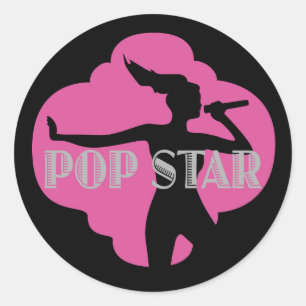 Pop-Stern-Karaoke-Geburtstags-Party-Aufkleber Runder Aufkleber