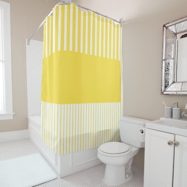 Pop - Streifen - gelb und weiß Duschvorhang (Beispiel)