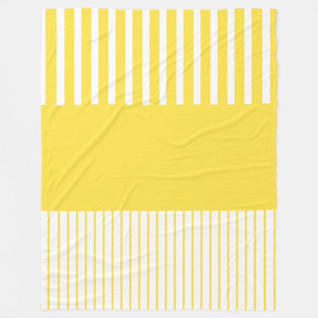 Pop - Streifen - gelb und weiß Fleecedecke (Vorderseite)