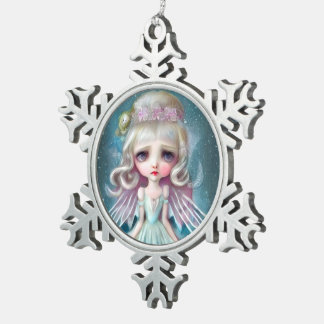 Pop-Surrealismus Blondes Mädchen Schneeflocken Zinn-Ornament