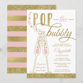 Pop The Bubbly Brautparty Einladung, Imitate Gold Einladung