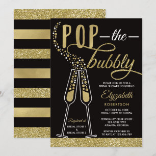Pop The Bubbly Brautparty Einladung, Imitate Gold Einladung