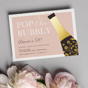 Pop The Bubbly Geburtstagsfeier Folieneinladung