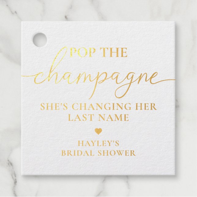 Pop The Champagne Gold Fours Gift Tag (Vorderseite)