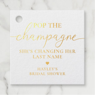 Pop The Champagne Goldfolie Geschenkanhänger