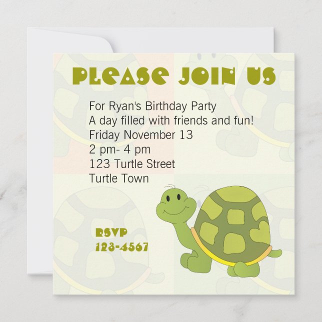 Pop Turtle Einladung (Vorderseite)