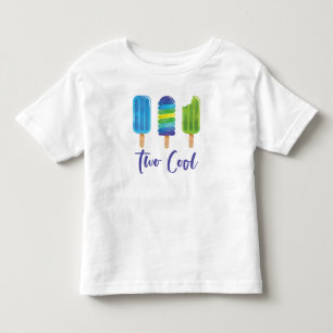 Pop Two Cool 2. Geburtstag blau grün Kleinkind T-shirt