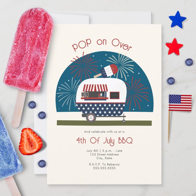 Pop über Patriotic Camper 4. Juli GRILLEN Einladung (Von Creator hochgeladen)
