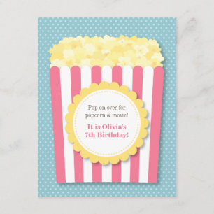Pop über Popcorn Filmabend Pastel Geburtstagsparty Einladung