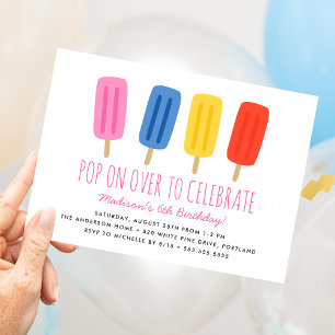 Pop über Sommer Popsiv Kindergeburtstag Party Einladung