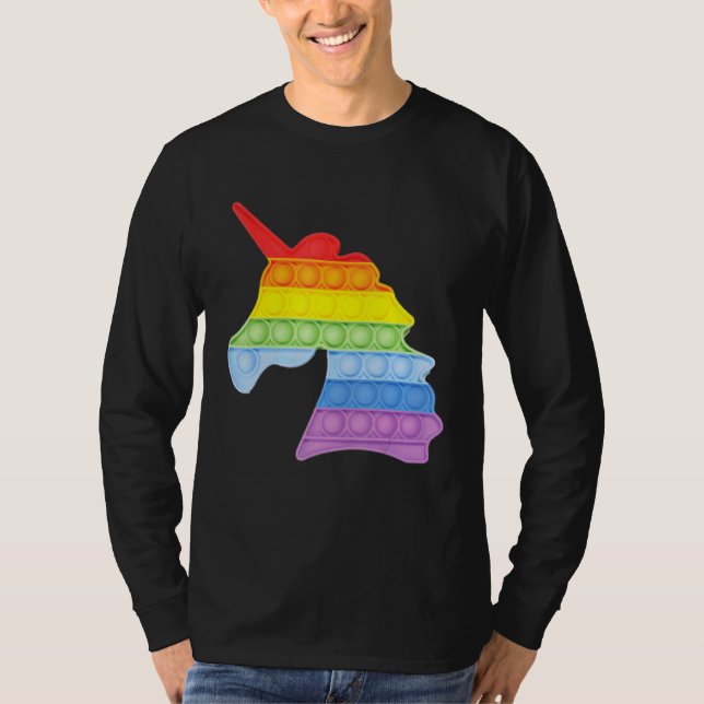 Pop Up Fidget Game Einhorn Regenbogen farbig für G T-Shirt (Vorderseite)