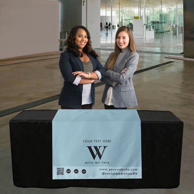 Pop-Up-Shop einfaches Logo QR-Code Tischläufer Bla Wandteppich (Pop Up Shop Simple Logo QR Code Table Runner Blue Tapestry)